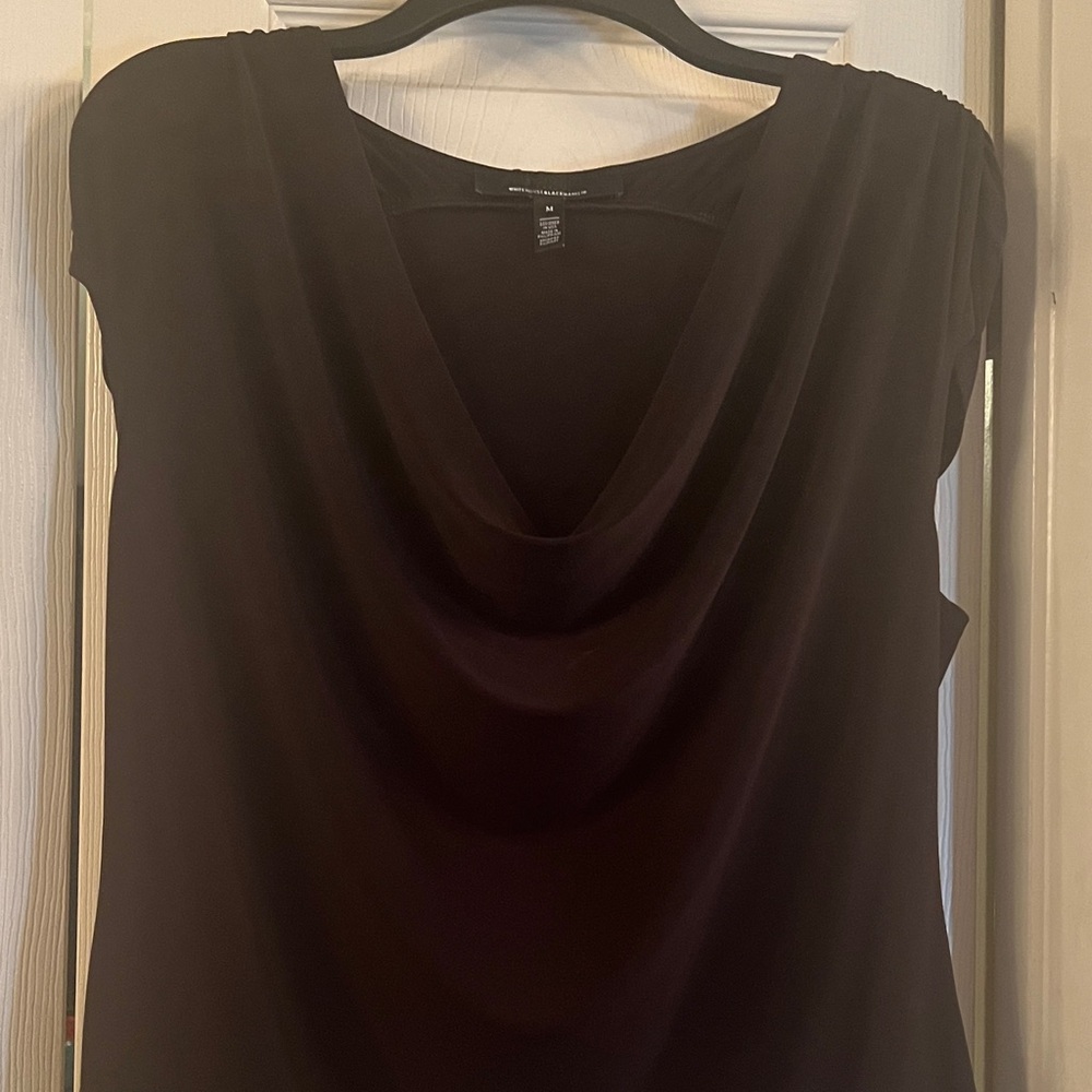 NWT White House Black Market Black Cowl neck matte jersey Top. - Picture 3 of 12